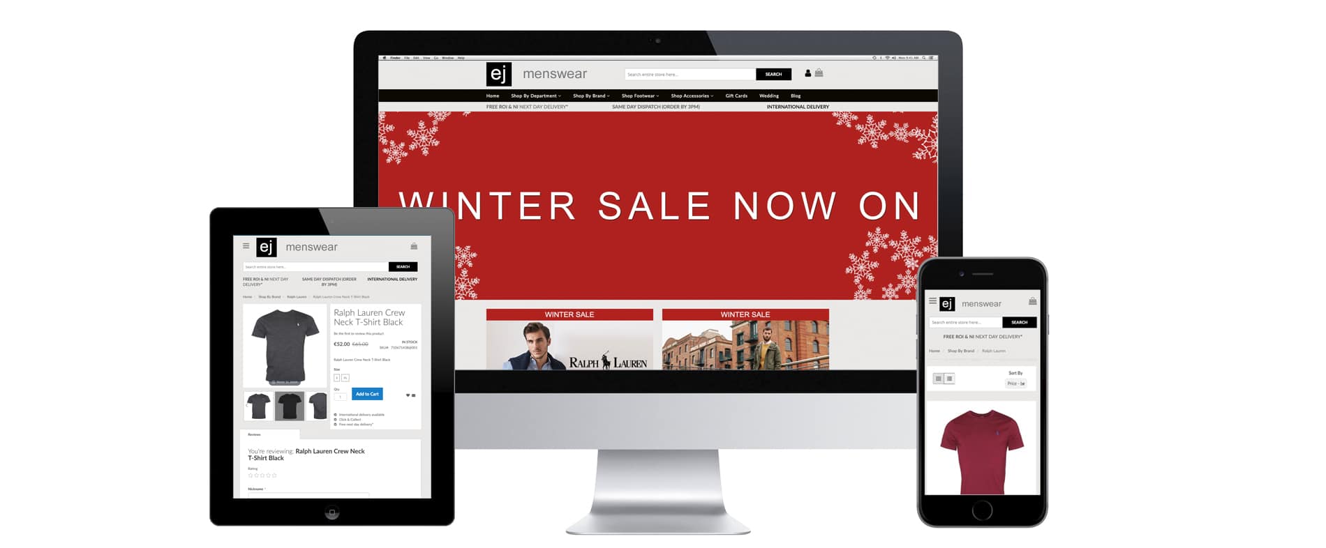 ej menswear ecommerce web designers belfast