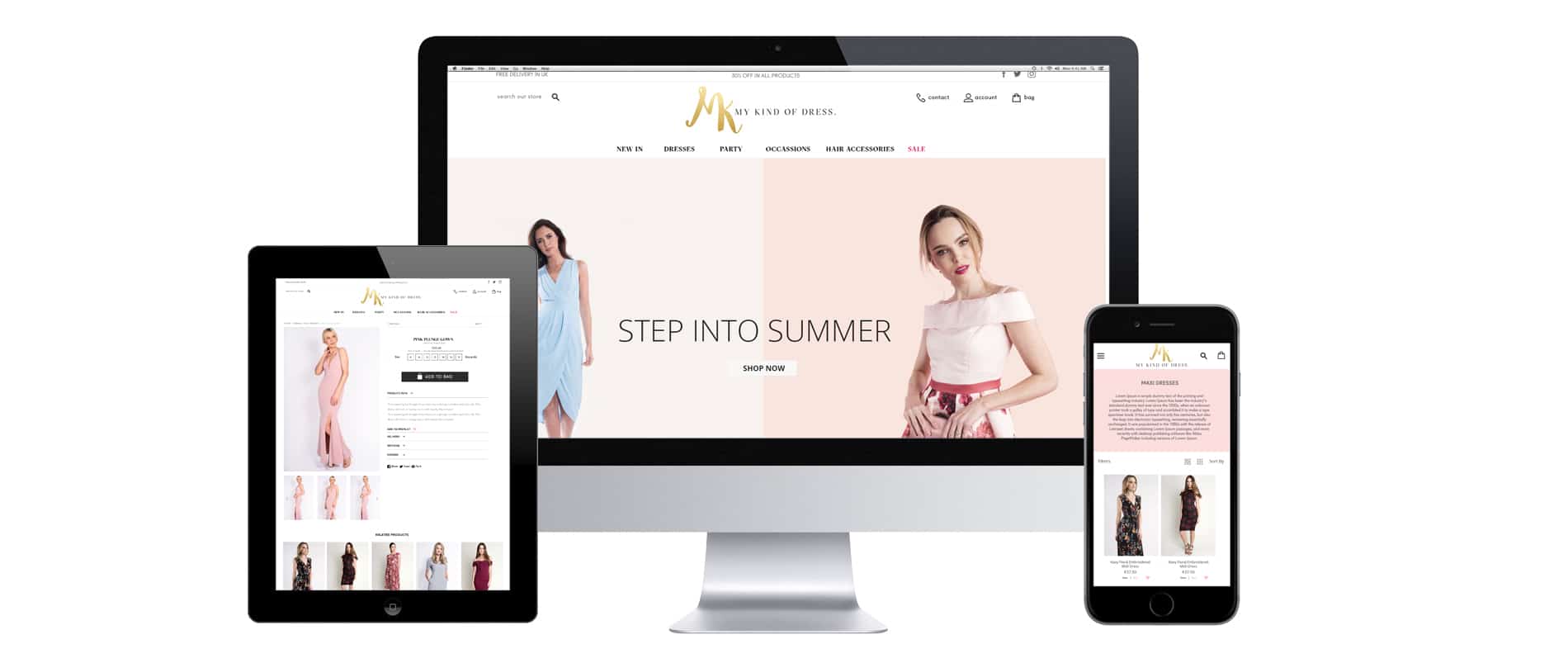 main dresses website design